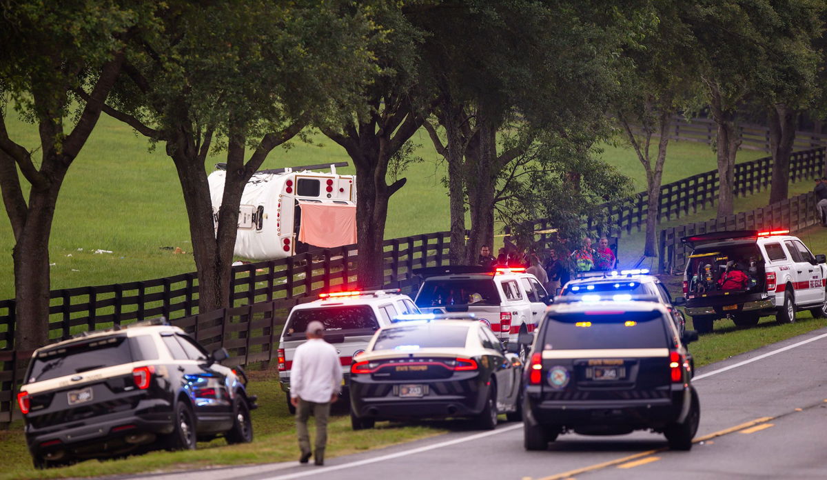 <i>Doug Engle/Ocala Star-Banner/USA Today Network via CNN Newsource</i><br/>Police and firefighters work on May 14 at the scene of a crash on West Highway 40 in Marion County