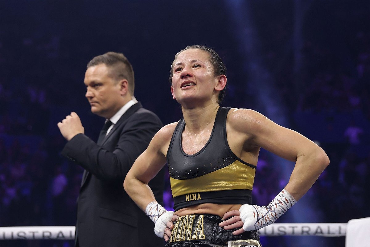 <i>Richard Wainwright/EPA-EFE/Shutterstock via CNN Newsource</i><br/>Nina Hughes was confused after being announced as the winner before the fight was awarded to Johnson.