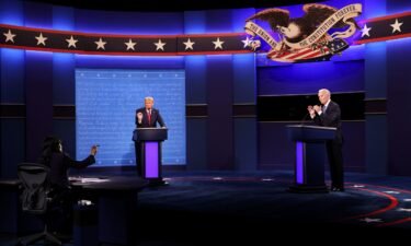President Donald Trump and Democratic presidential nominee Joe Biden participate in a debate in October 2020 in Nashville