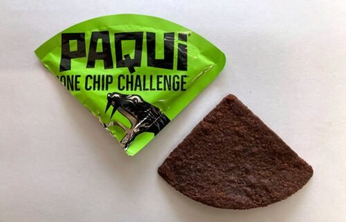 A Paqui One Chip Challenge chip is displayed in Boston