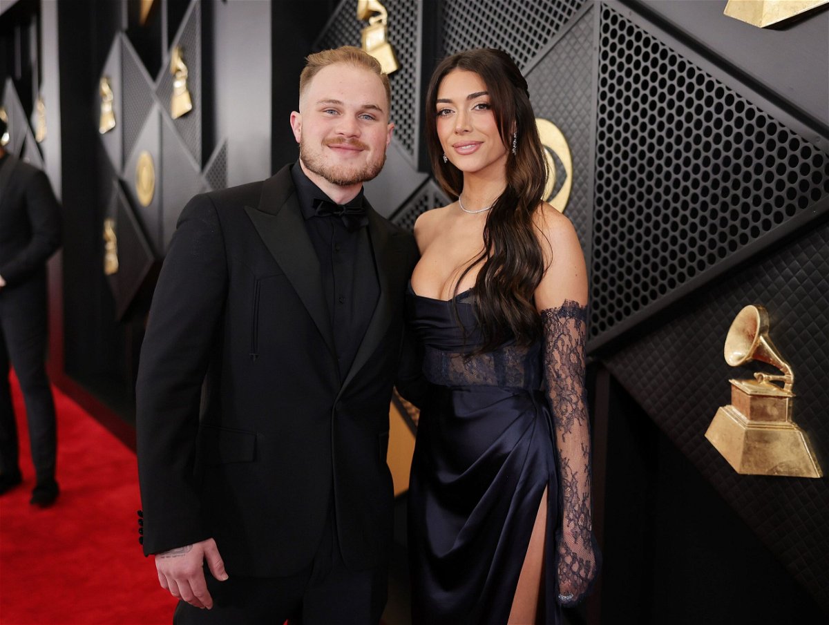 <i>Neilson Barnard/Getty Images for The Recording Academy via CNN Newsource</i><br/>Zach Bryan and Brianna LaPaglia at the 2024 Grammy Awards in Los Angeles.