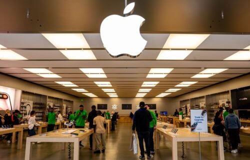 The Apple Store at Towson Town Center Mall in Maryland is pictured. Apple Store workers in Towson