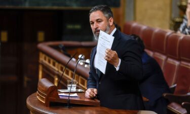 Leader of right-wing Vox party Santiago Abascal debates the amnesty law on Thursday.