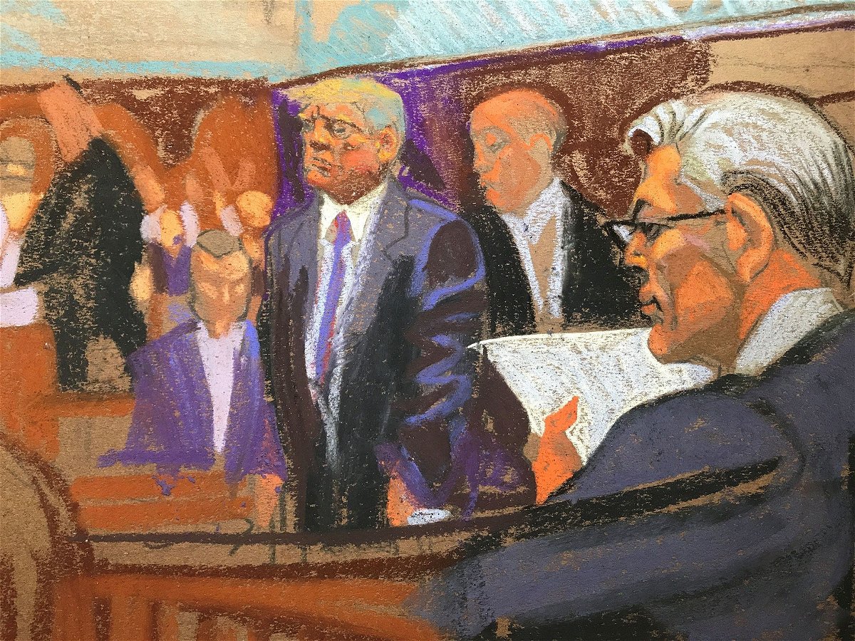 <i>Christine Cornell via CNN Newsource</i><br/>Here is a sketch of Donald Trump during his conviction on May 30.