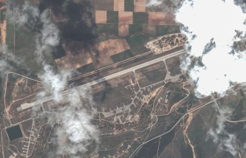 Satellite images exclusive to CNN show destroyed jets and building at Belbek Airbase in Crimea on May 15.