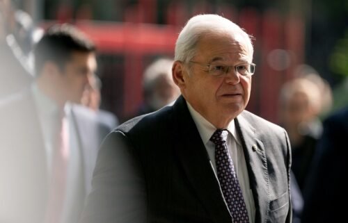 Sen. Bob Menendez arrives for trial at Manhattan Federal Court in New York City on May 14. Democratic senators are signaling an openness to expelling Menendez if he’s convicted in his corruption trial