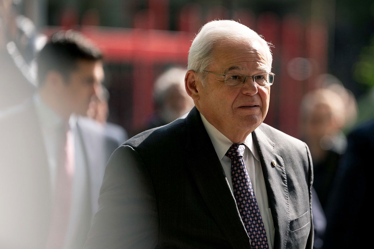 <i>David Dee Delgado/Getty Images via CNN Newsource</i><br/>Sen. Bob Menendez arrives for trial at Manhattan Federal Court in New York City on May 14. Democratic senators are signaling an openness to expelling Menendez if he’s convicted in his corruption trial