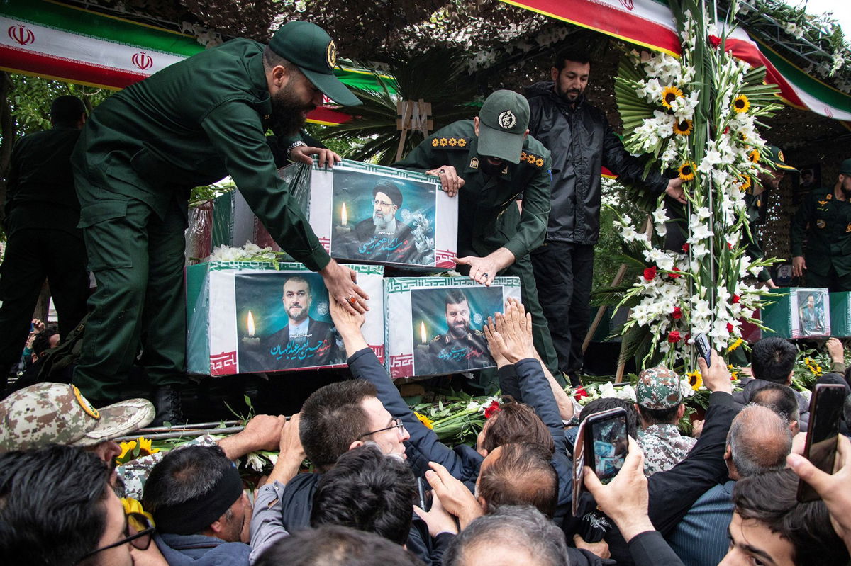 <i>WANA/Reuters via CNN Newsource</i><br/>Mourners during the funeral ceremony in the city of Tabriz on Tuesday.