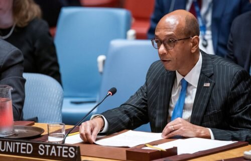 Deputy US Ambassador to the UN Robert Wood addresses the Security Council at the United Nations headquarters in New York City on May 20. The US has assessed that Russia likely launched a counter space weapon last week.