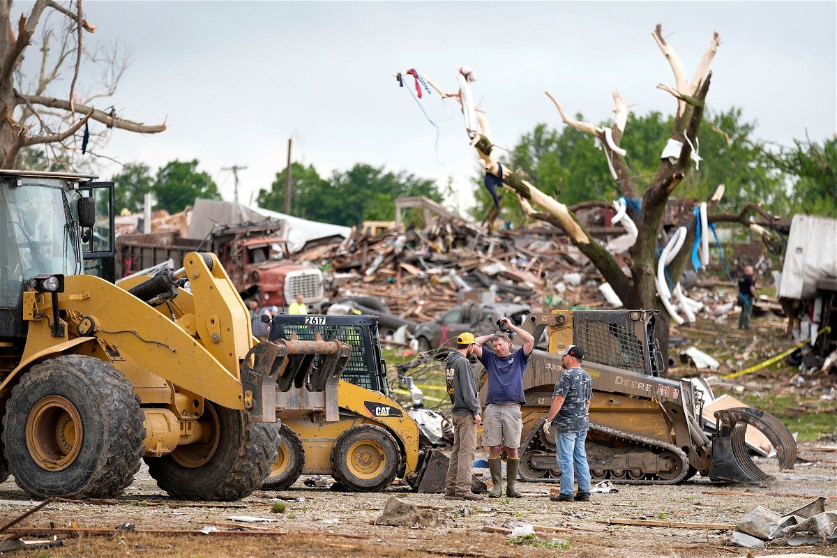 <i>Charlie Neibergall/AP via CNN Newsource</i><br/>Heaps of rubble blanket Greenfield