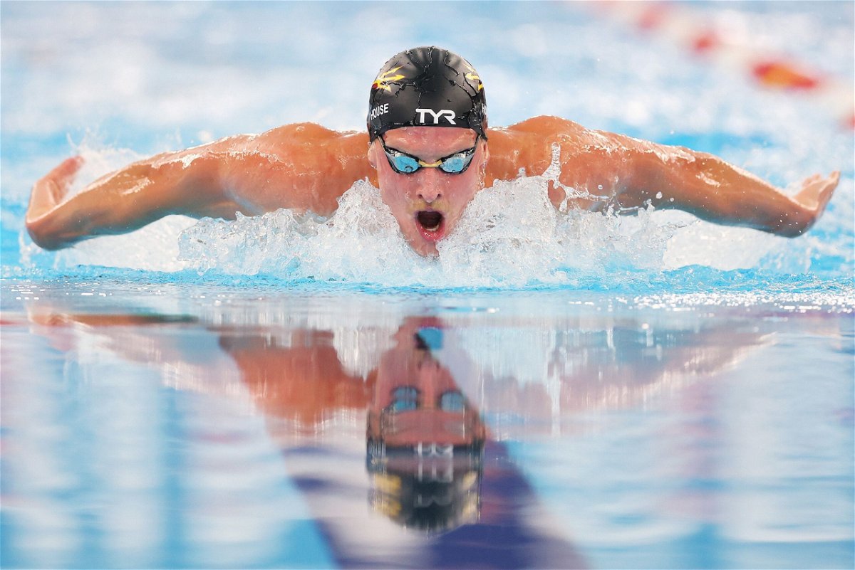 <i>Michael Reaves/Getty Images via CNN Newsource</i><br/>Grant House competes in the men's 200m butterfly C final at the TYR Pro Swim Series Westmont at FMC Natatorium on March 8.