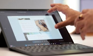 A demonstration of Microsoft's Recall feature on a Surface Pro is pictured following the Microsoft Briefing event in Redmond
