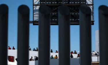 Asylum seekers at the El Chaparral crossing port in Tijuana