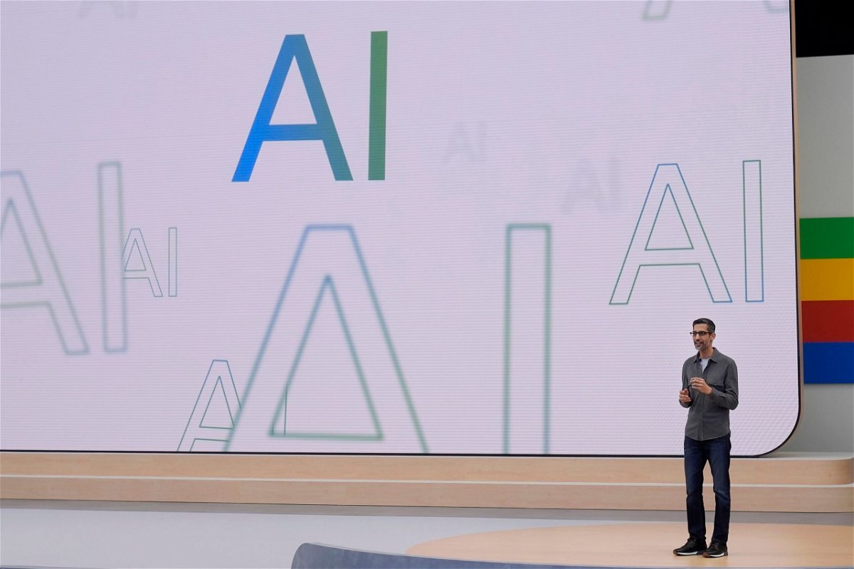 <i>Jeff Chiu/AP via CNN Newsource</i><br/>Alphabet CEO Sundar Pichai speaks at a Google I/O event in Mountain View