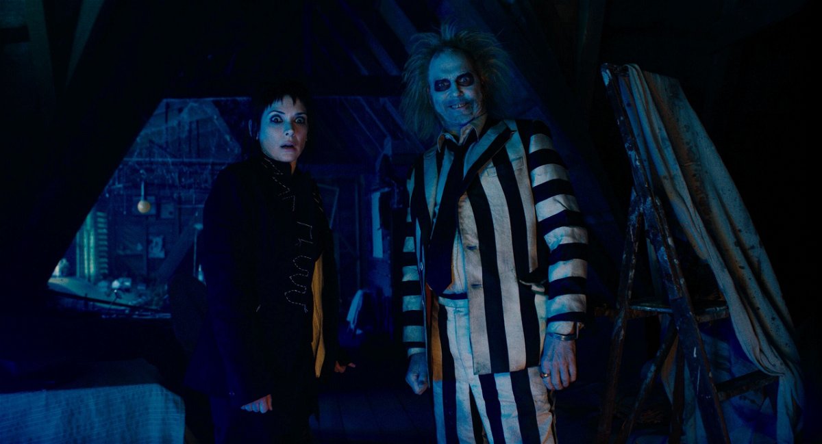 <i>Courtesy of Warner Bros. Pictures via CNN Newsource</i><br/>Winona Ryder as Lydia and Michael Keaton as Beetlejuice in 