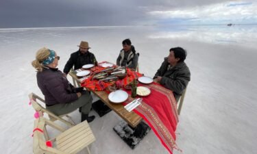Lunch on the Uyuni Salt Flat catered by Tika restaurant.