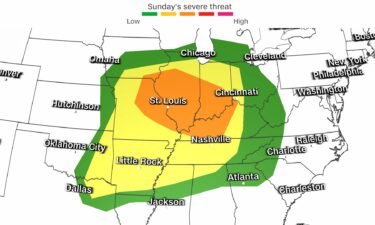 Thunderstorms will develop over portions of the Midwest by Sunday afternoon and develop farther south and east through the evening and overnight hours. Powerful storms could ultimately stretch from the Great Lakes to the South Sunday night.