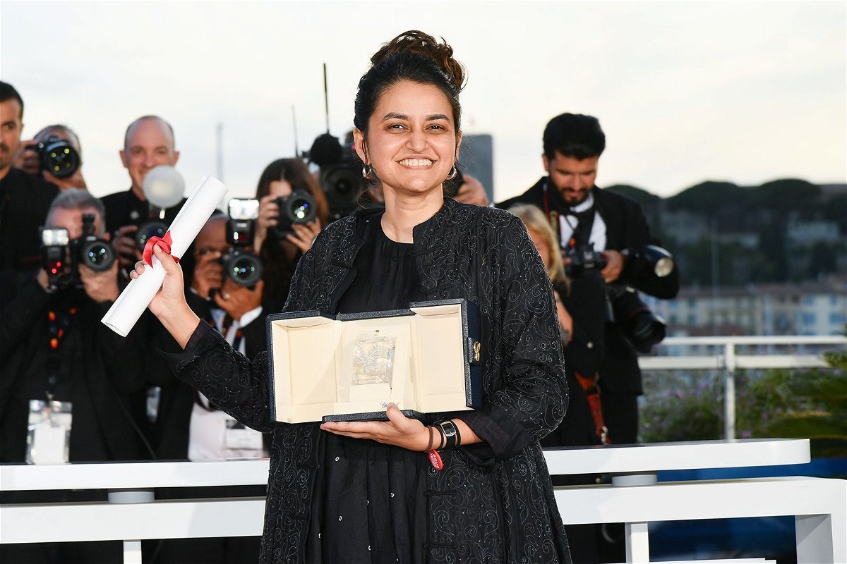 <i>Dominique Charriau/WireImage/Getty Images via CNN Newsource</i><br/>Payal Kapadia poses with the 'Grand Prix' Award for 'All We Imagine As Light' during the Palme D'Or Winners Photocall at the 77th annual Cannes Film Festival at Palais des Festivals on May 25