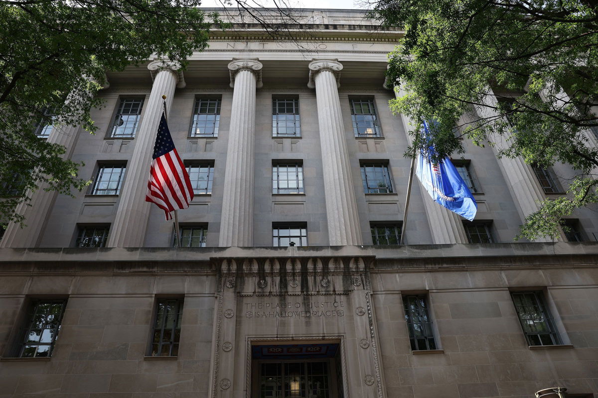 <i>Kevin Dietsch/Getty Images via CNN Newsource</i><br/>The US Department of Justice is seen in Washington