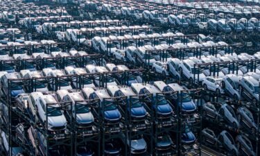 BYD electric cars are seen here waiting to be loaded onto a ship. BYD overtook Tesla at the end of last year as the top seller of electric vehicles on the planet.