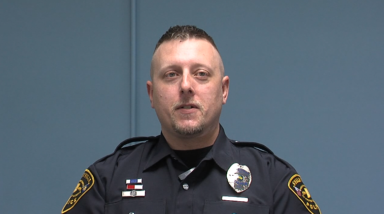 Officer Devin Moore answered the call of duty when he saw a burning car on Interstate 74 in February.