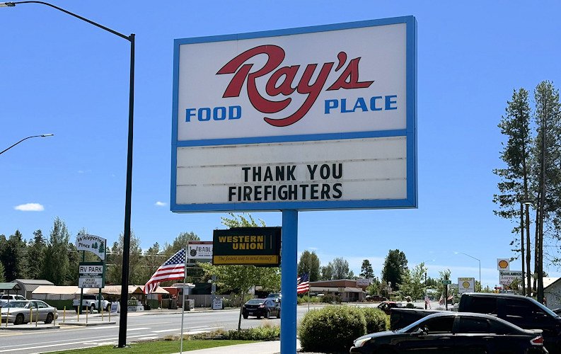 Darlene 3 thank you firefighters La Pine Rays Food Place