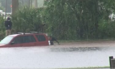 A man was saved after his SUV plunged into a ditch during a storm in south Fort Myers