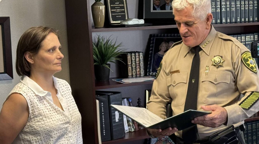 <i>Pima County Sheriff's Department/KGUN via CNN Newsource</i><br/>Jennifer Bengs found the Pima County Sheriff's Department's lost K9 Daemen was honored by PCSD.