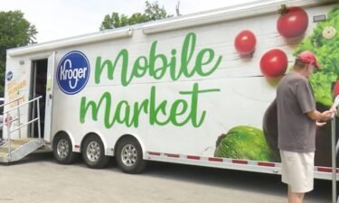 The Kroger Mobile Market is equipped with a refrigerator