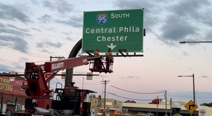 <i>KYW via CNN Newsource</i><br/>PennDOT issues an official apology after a I-95 sign typo in Northeast Philadelphia.