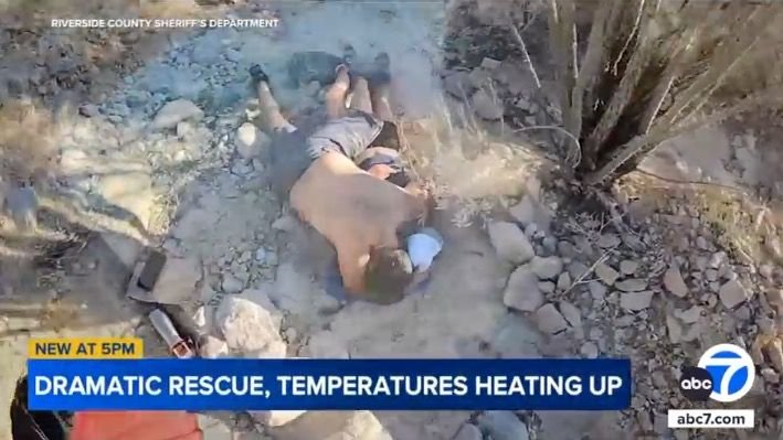 <i>KABC via CNN Newsource</i><br/>A day hike ended with a dramatic rescue by a search-and-rescue crew with the Riverside County Sheriff's Office of Aviation. 