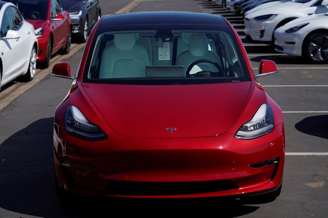 A new Tesla Model 3 is shown at a delivery center in San Diego, California, in September 2019. Tesla is recalling 125,227 vehicles in the United States.