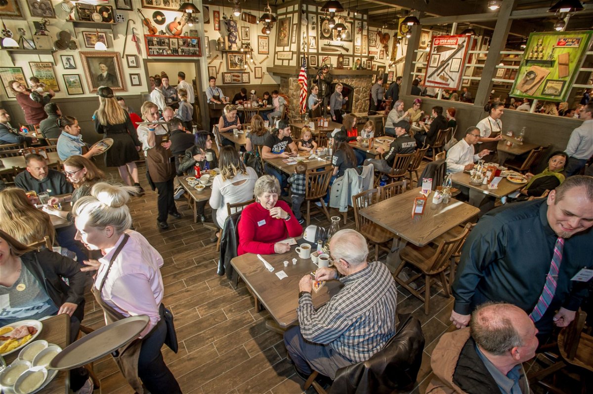 <i>Eric Reed/AP for Cracker Barrel Old Country Store/File via CNN Newsource</i><br/>Diners at a California Cracker Barrel in 2018.