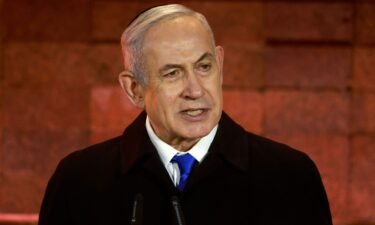 Israel's Prime Minister Benjamin Netanyahu speaks at the Yad Vashem Holocaust Memorial in Jerusalem on May 5.