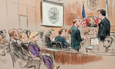 This sketch from court shows the scene inside the courtroom where Hunter Biden's trial is underway on June 3
