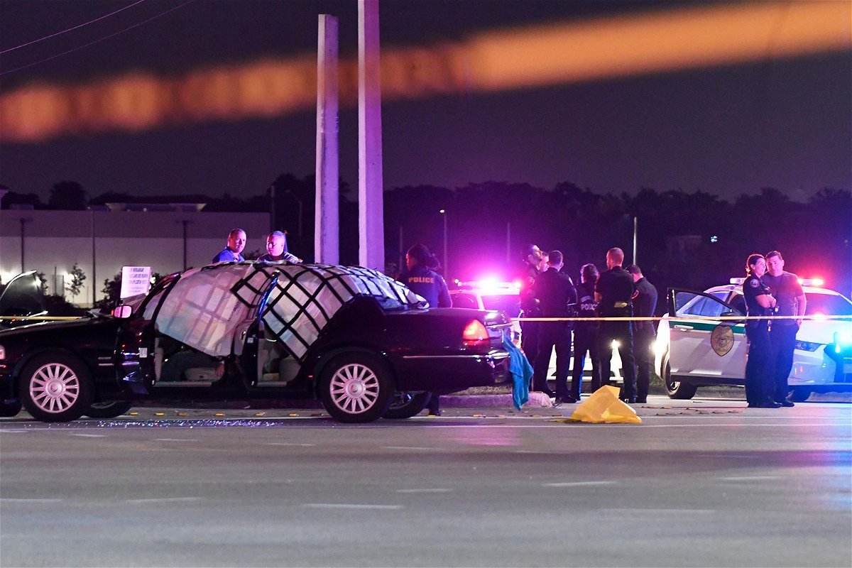 <i>Sun Sentinel/Tribune News Service/Getty Images via CNN Newsource</i><br/>Police work the scene at the intersection of Miramar Parkway and Flamingo Road in Miramar
