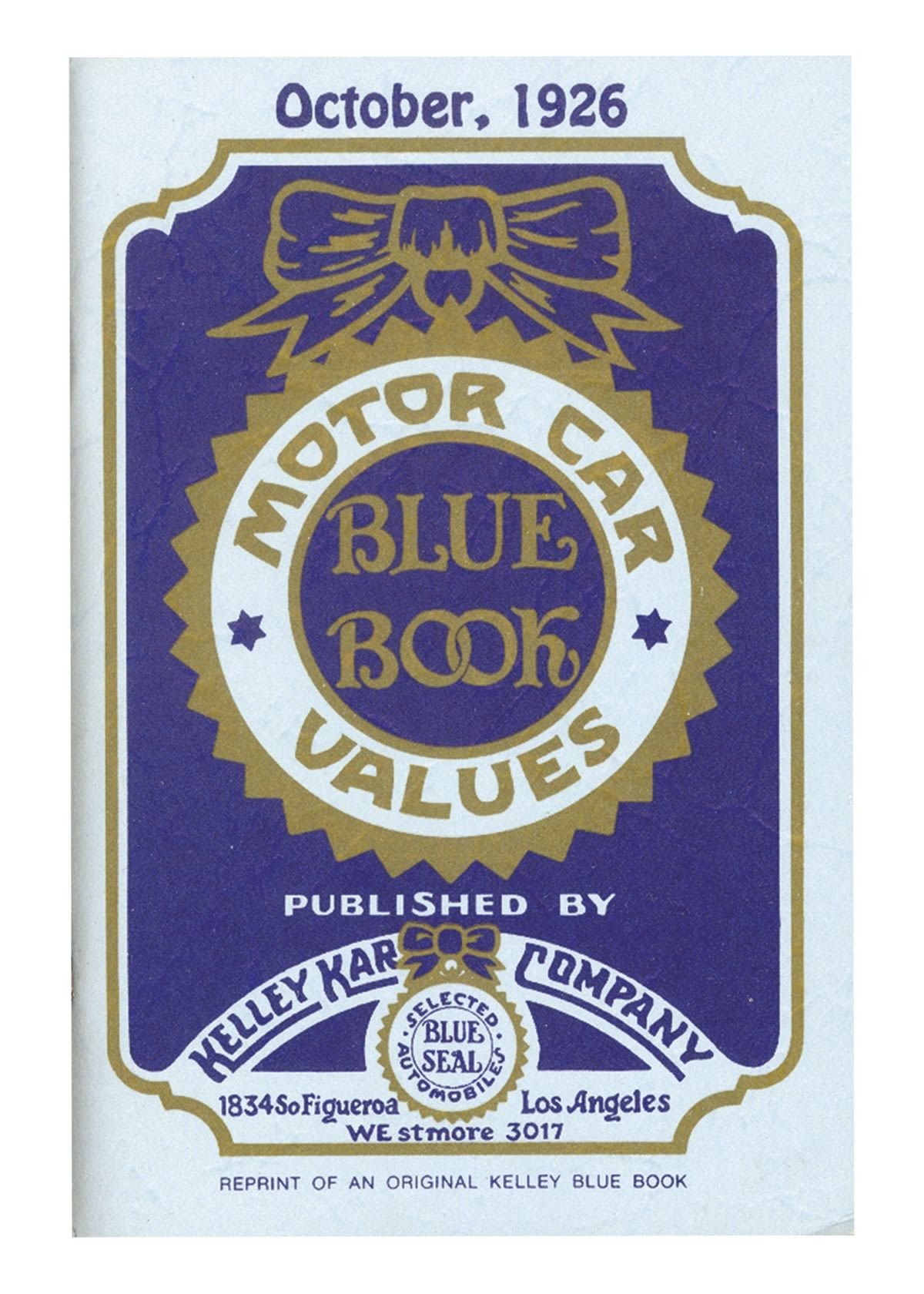 <i>Cox Automotive/Kelley Blue Book via CNN Newsource</i><br/>The Kelley Blue Book logo as it appeared on a 1926 pricing guide.
