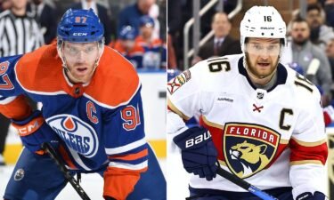 Connor McDavid (left) of the Edmonton Oilers and Aleksander Barkov (right) of the Florida Panthers could be two starring figures in the 2024 NHL Stanley Cup Final.