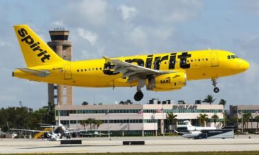 A Spirit Airbus A319 airplane is seen at Fort Lauderdale Hollywood International Airport in Florida in 2019. A man is facing a felony grand theft charge after an airline passenger tracked her stolen luggage to the man’s home.