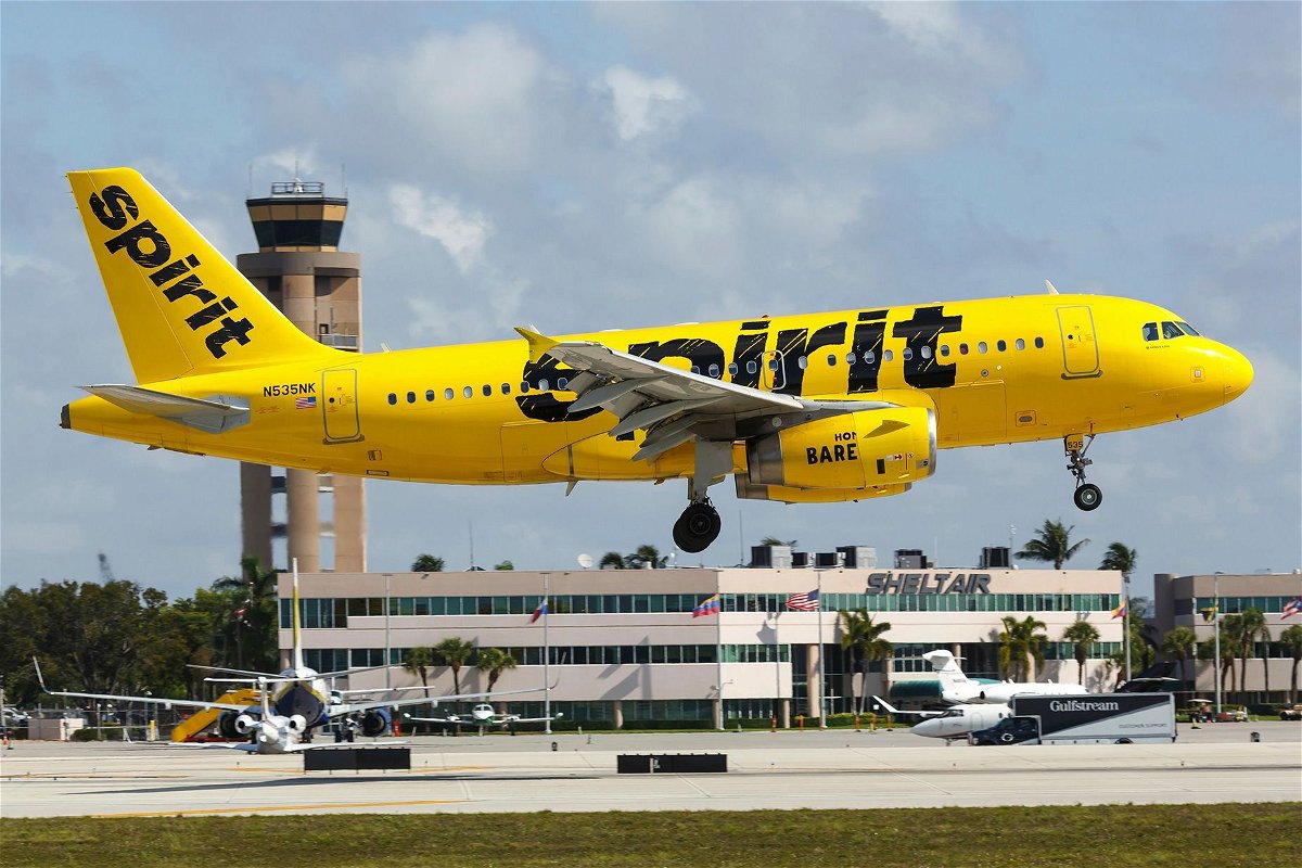 <i>Markus Mainka/dpa/picture alliance/Sipa USA via CNN Newsource</i><br/>A Spirit Airbus A319 airplane is seen at Fort Lauderdale Hollywood International Airport in Florida in 2019. A man is facing a felony grand theft charge after an airline passenger tracked her stolen luggage to the man’s home.