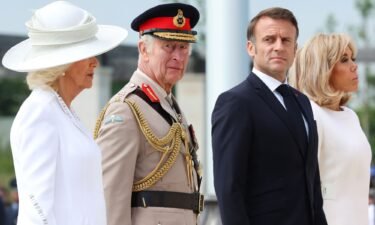 King Charles and Queen Camilla were joined by French President Emmanuel Macron and his wife Brigitte Macron at the British Normandy Memorial.