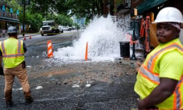 Workers respond to a broken water transmission in Atlanta on June 1. Atlanta officials on Thursday morning lifted the last boil water advisory put in place.
