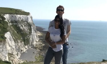 Here's Tristano and Alessandra during a trip to the White Cliffs of Dover in the UK.