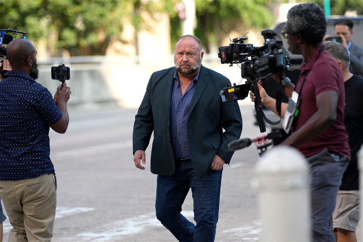 <i>David J. Phillip/AP via CNN Newsource</i><br/>Right-wing conspiracy theorist Alex Jones Infowars media empire will be shut down and sold off signalling the end of the far-right outlet. Jones arrives at the federal courthouse for a hearing in front of a bankruptcy judge on June 14 in Houston