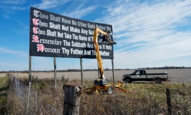 A group of Louisiana parents and civil rights organizations are suing the state over its new law that requires all public classrooms to display the Ten Commandments. Workers seen repainting a Ten Commandments billboard off of Interstate 71 on Election Day near Chenoweth