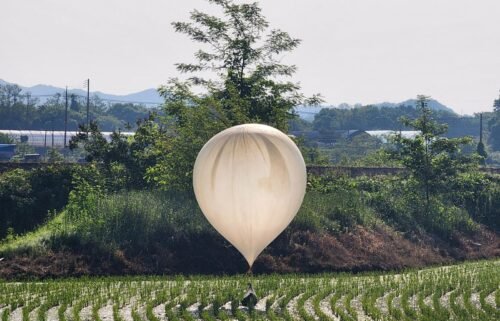 A balloon believed to have been sent by North Korea