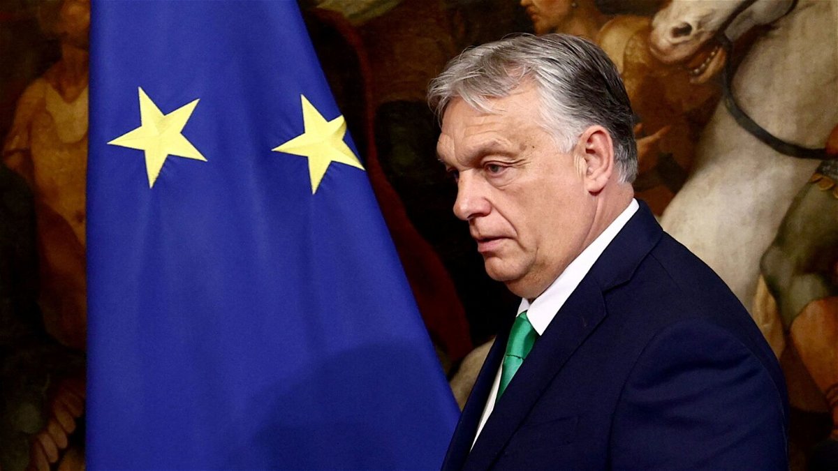<i>Guglielmo Mangiapane/Reuters via CNN Newsource</i><br/>Hungarian Prime Minister Viktor Orban at Palazzo Chigi