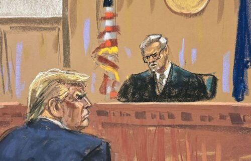 Judge Juan Merchan and former President Donald Trump appear in this courtroom sketch. Trump can now publicly speak about witnesses like Michael Cohen and Stormy Daniels who testified at his New York criminal trial.