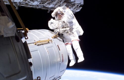 NASA astronaut Jeff Williams is seen during a 2006 spacewalk outside the International Space Station.