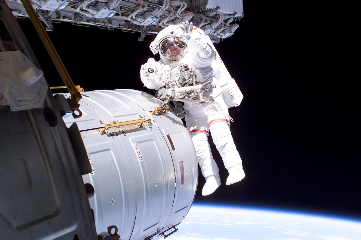 <i>NASA via CNN Newsource</i><br/>NASA astronaut Jeff Williams is seen during a 2006 spacewalk outside the International Space Station.